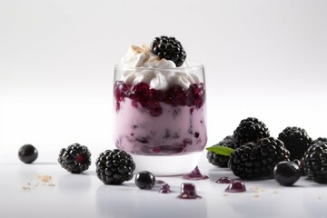 Fototapeta na wymiar Blackberry dessert smoothie. Generate Ai