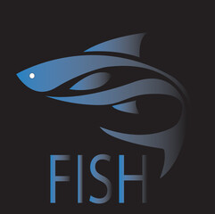 a blue and black fish logo