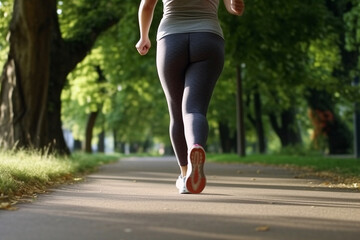Fototapeta na wymiar Rear view of body positive woman exercising in the park 