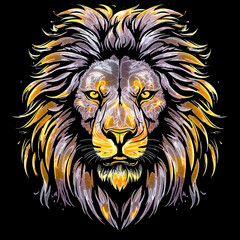 Abstract animal art, in black background. 3d rendering image. Futuristic glowing low polygonal art. Modern wireframe mesh design. The frame structure of the light connection. Neon glow art.