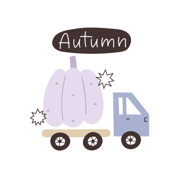 autumn. cartoon pumpkins, decorative elements. Season, nature theme. colorful vector illustration, flat style. design for cards, t-shirt print, poster	