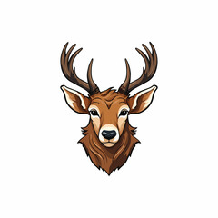 Young Brown Elk or Deer head Logo, Cute Deer Mascot Logo vector illustration, Deer isolated on white background ready for print design on t shirt