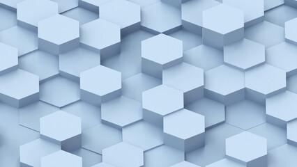 Blue hexagons geometric background, minimal honeycomb pattern wallpaper.