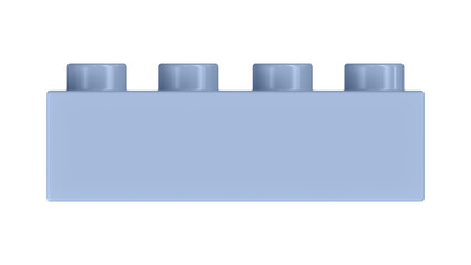 Chambray Blue Block Isolated on a White Background. Close Up View of a Plastic Children Game Brick for Constructors, Front View. High Quality 3D Rendering with a Work Path. 8K Ultra HD, 7680x4320