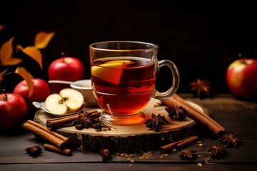 Hot fruit homemade tea warm. Generate Ai