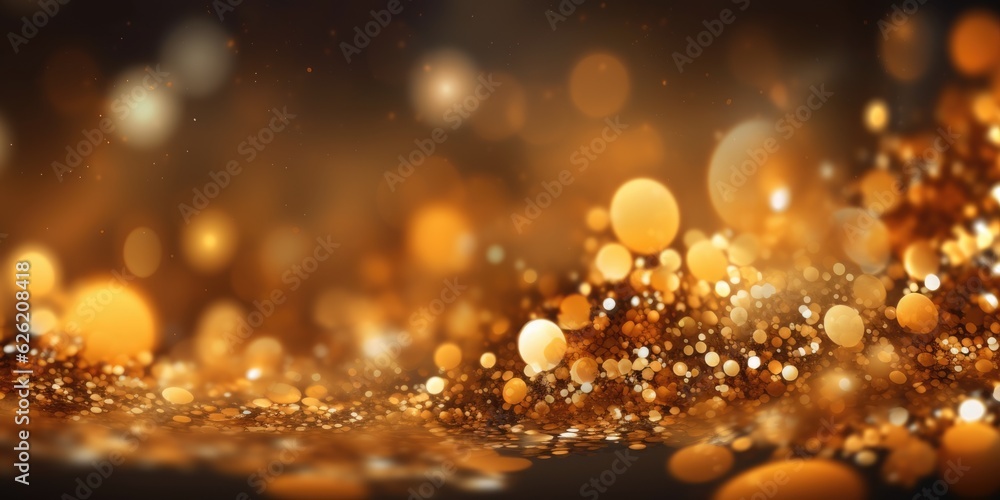 Poster a gold abstract bokeh background. generative ai image aig30.