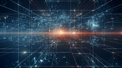 Obraz premium Digital binary code matrix background - 3D rendering of a scientific technology data binary code network conveying connectivity, complexity, and data flood of the modern digital age, Generative AI