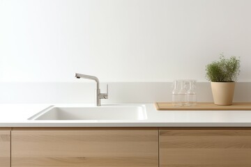 Naklejka na ściany i meble Kitchen furniture sink. Generate Ai