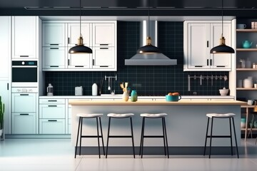 Modern kitchen luxury design. Generate Ai