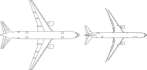 Advanced passenger airplane silhouette illustration vector sketch