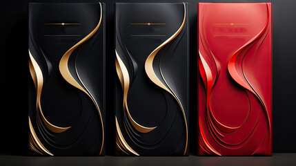 Black and red abstract background. 3D illustration. Generative AI.