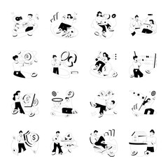 Modern Set of Office work Glyph Illustrations 

