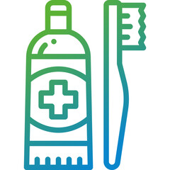 Toothbrush gradient line icon