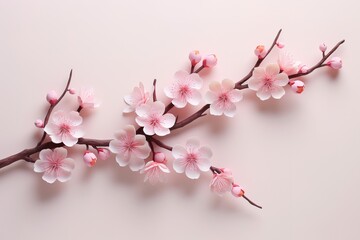 Beautiful cherry spring blossom, on soft pink pastel background