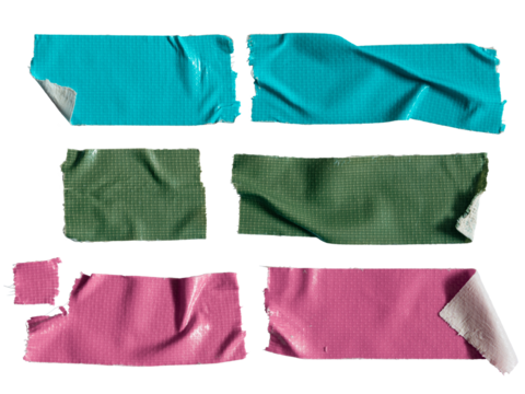 Blue, green and pink cloth tape