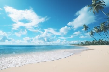 Fototapeta na wymiar Ocean large beach blue sky. Generate Ai