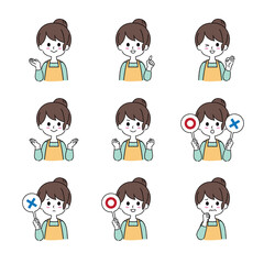 シンプルな女性のイラストセット