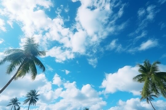 Ocean beach blue sky tropical. Generate Ai