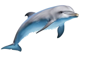 Küchenrückwand glas motiv Cute dolphin jumping isolated on white background. PNG. Generative AI © uv_group