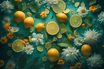 Lemon flowers fresh top. Generate Ai