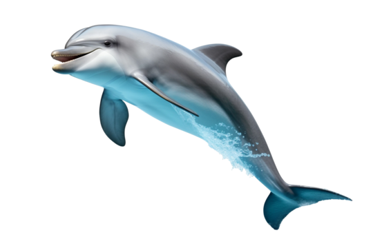 Cute dolphin jumping isolated on white background. PNG. Generative AI