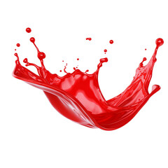 Set of red drops and splashes of ketchup or sauce isolated on white background. With clipping path. Full depth of field. Focus stacking. PNG. Generative AI