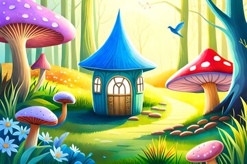 Obraz na płótnie Canvas mushrooms in the grass