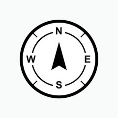 Compass Icon. Instrument Containing Magnetized Pointer Which Shows Direction of Magnetic North. Orientation Symbol - Vector.  