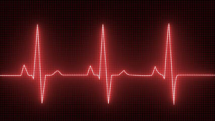 Neon heartbeat line. ECG or EKG cardio graph symbol.
