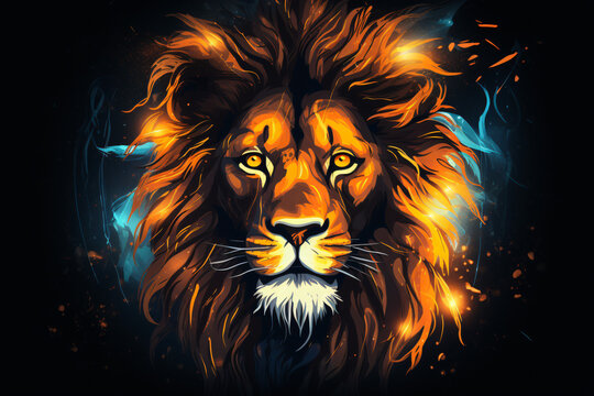 Illustration of a Lion Painting Cartoon