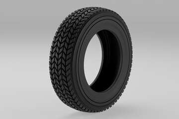 Stack of car tires without brand on a white background