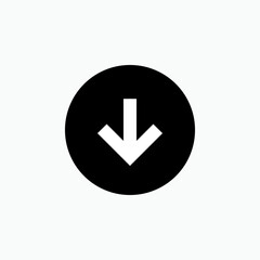 Down Arrow Button. Direction Icon. Guidance  Symbol. Recommended Route - Vector