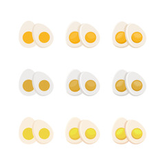 A vector drawn cooked egg illustration with various colors and amount of details