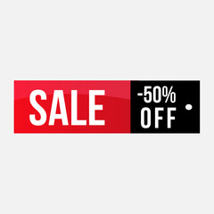 Red label sale , Sale promotion banner template -50% off, Banner sale