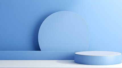 Minimal Studio Background in blue Colors. Modern Podium for Product Presentation
