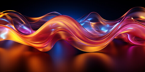 abstract futuristic background with gold, pink, blue, glowing neon fluid wave, with highlights, techno sound, shape, data transmission concept, fantastic wallpaper