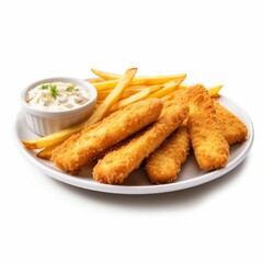 A plate of crispy french fries served with a delicious dipping sauce