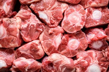 Savory Delicacy: Close-Up of Raw Oxtail Pieces Seasoned with Sea Salt and Spices, Showcasing Culinary Excellence in 4K Resolution