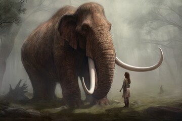 Mammoth animal girl. Generate Ai - obrazy, fototapety, plakaty