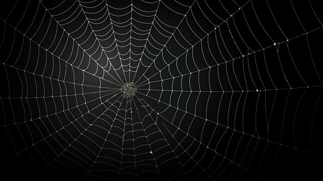 Halloween spider web pattern on dark surface, creepy and mysterious.