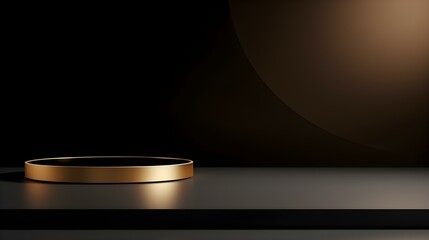 Minimal Studio Background in dark golden Colors. Modern Podium for Product Presentation
