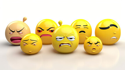 group of sad emoticons isolated over white background