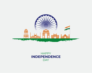 Happy Independence Day of India. 15 August. Holiday concept. Template with background, banner, poster and card. vector illustration.