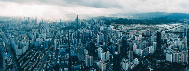 Shenzhen ,China - May 29, 2022: Aerial view of landscape in shenzhen city, China