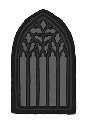 Fototapeta premium Flamboyant / flowing gothic window tracery stylized drawing. Architectural element; medieval cathedral arches