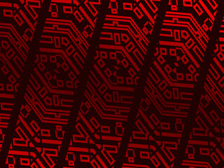 High contrast red and black glossy stripes background. Abstract technology graphic banner design. Vector corporate background.