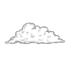 Vector hand drawn cloud. Sketch style vintage illustration. Vector illustration.