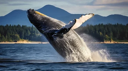 Foto op Plexiglas a whale jumping out of the water © KWY