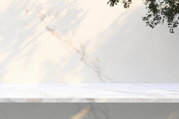 White marble top Product mockup presentation with soft white background Generative ai