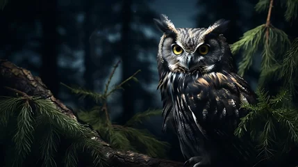Meubelstickers an owl in a tree © KWY